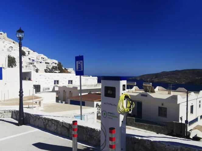 An electric car charging station on the island of Astypaléa (Greece), June 2, 2021.