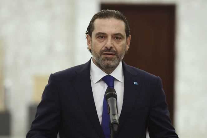 Prime Minister Saad Hariri, after his meeting with President Michel Aoun, in Baabda, Lebanon, July 15, 2021.