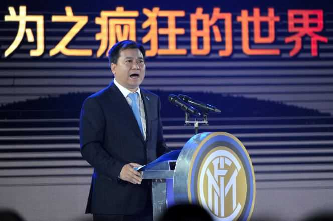 Zhang Jindong, founder of the group, at a press conference at the time of the acquisition of Inter Milan in June 2016.