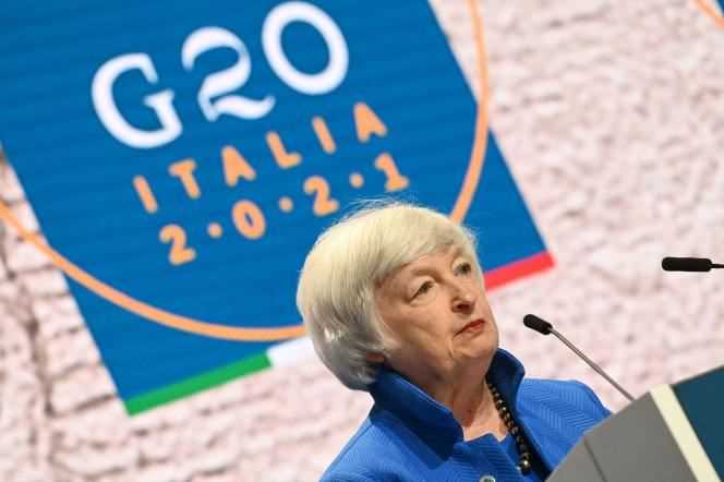 US Treasury Secretary Janet Yellen at the G20 summit in Venice, Sunday July 11, 2021.