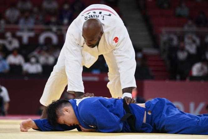 Teddy Riner during his fight against the Japanese Hisayoshi Harasawa, Friday July 30 in Tokyo.