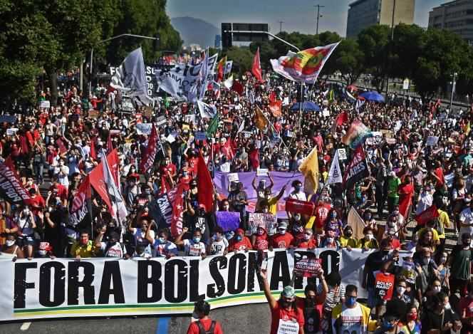 Demonstration against the management of the health crisis by President Bolsonaro, in Rio de Janeiro (Brazil), July 3, 2021.