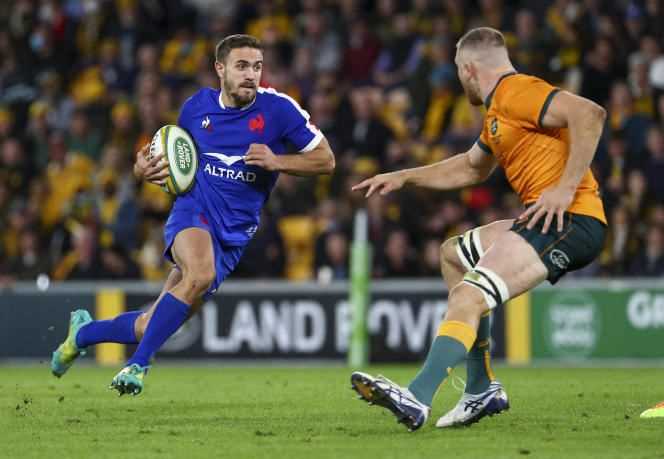 Melvyn Jaminet during the third test match of the XV of France against Australia, July 17, 2021 in Brisbane.