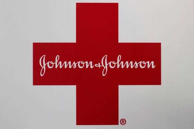 The Johnson & Johnson logo on a first aid kit, in February 2021.