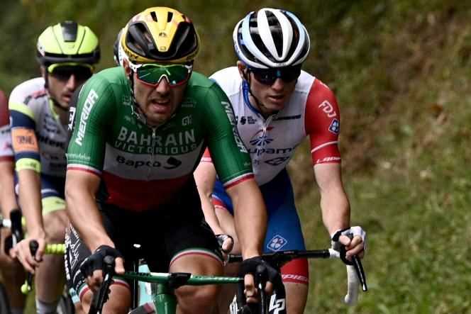 The Italian champion, member of the Bahrain Victorius team, Sonny Colbrelli, on July 13 on the Tour de France.