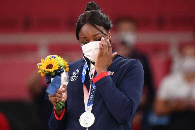 Madeleine Malonga, silver medalist under 78 kg, in Tokyo, July 29, 2021.