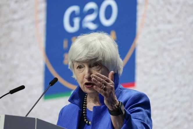 US Treasury Secretary Janet Yellen at the G20 summit in Venice, Sunday July 11, 2021.