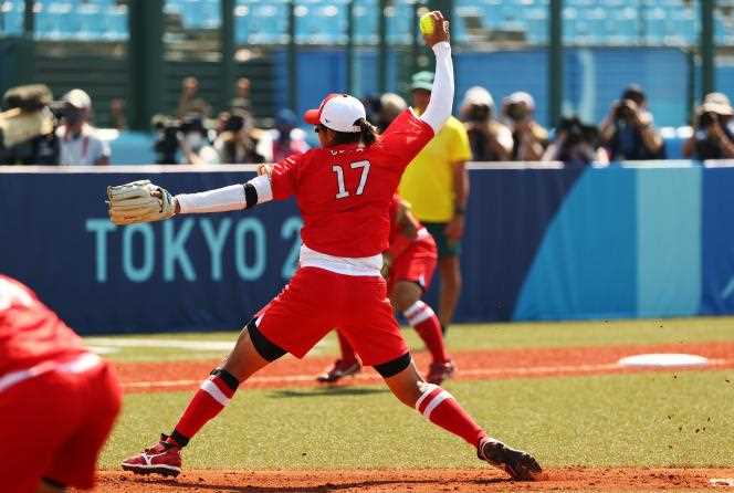 Japanese softball player Yukiko Ueno in Fukushima on July 21, 2021.