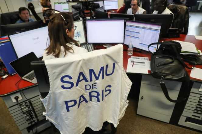 At the emergency call center at Necker hospital, in Paris, on March 10, 2020.