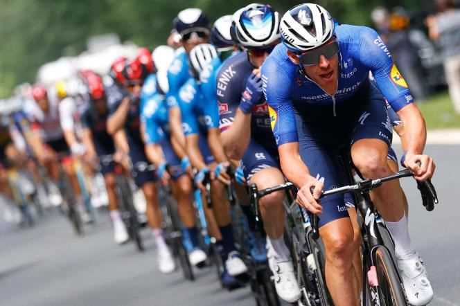 Belgian Tim Declercq (Deceuninck-Quick Step) leads the peloton during the sixth stage of the Tour de France between Tours and Châteauroux on July 1st.