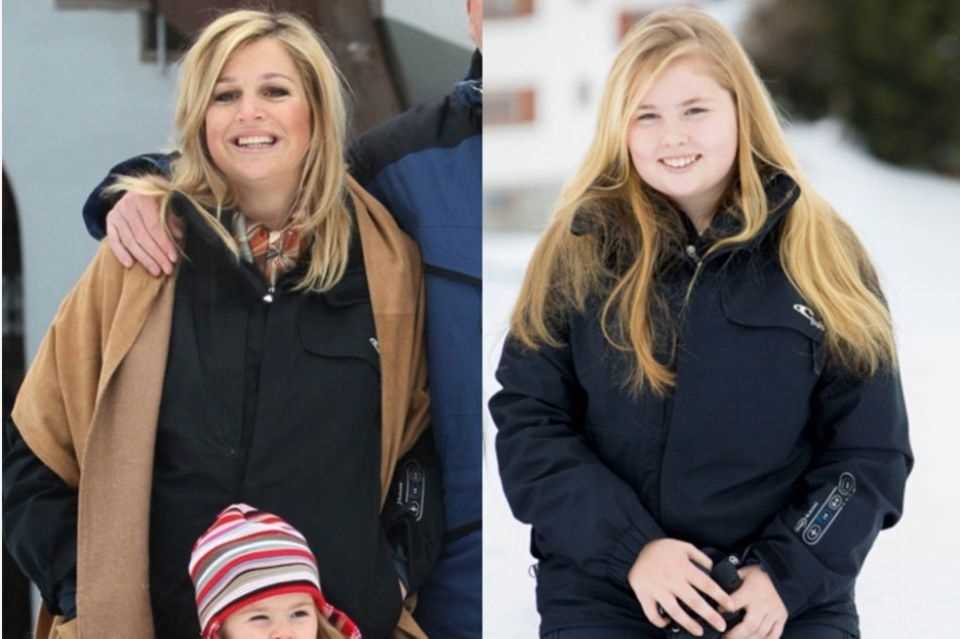In 2007 Queen Máxima wore the black jacket of the label O'Neill, ten years later daughter Amalia shows herself in the same model.