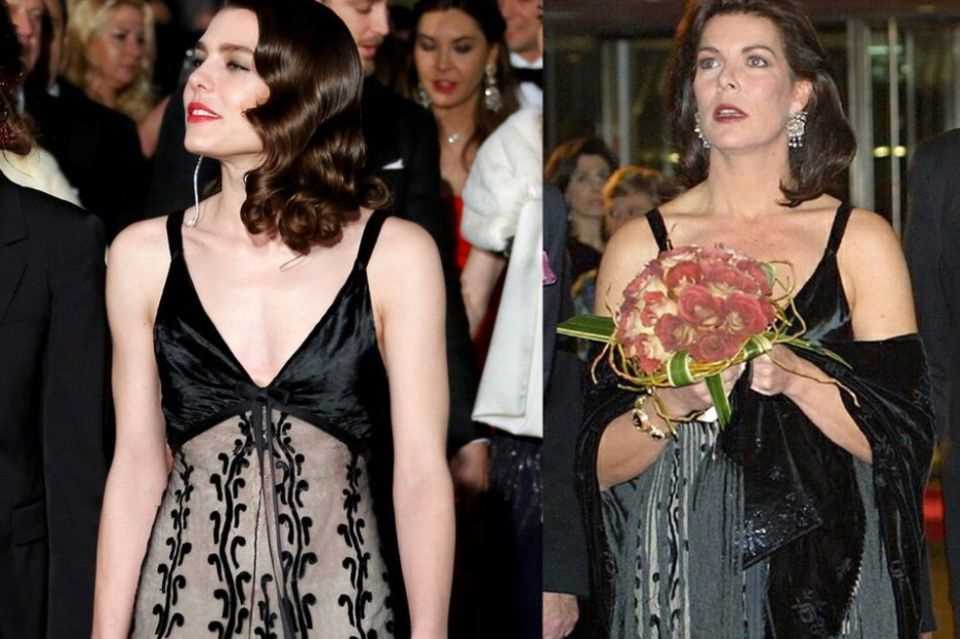 Charlotte Casiraghi also let off steam in mom's wardrobe and chose a patterned evening dress by Princess Caroline for the red carpet. 
