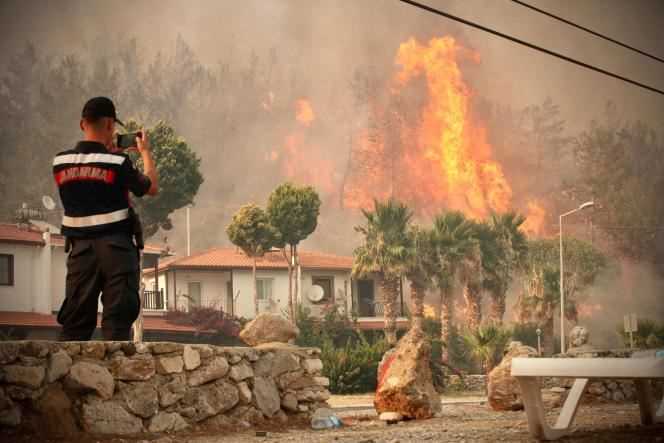 A firefighter in the town of Oren, near Mugla, on August 3.