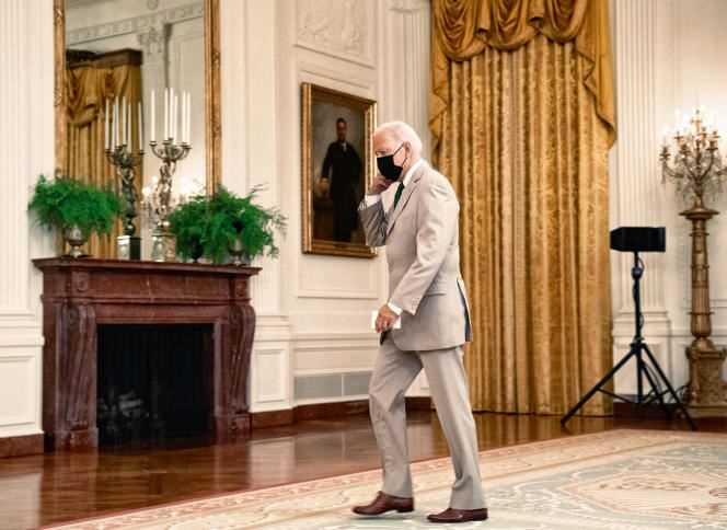 US President Joe Biden in the East Room of the White House in Washington on August 6, 2021.