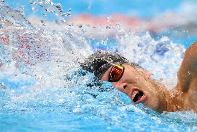France's Nathan Maillet competes in the men's 200m freestyle event in the S14 category during the Tokyo 2020 Paralympic Games at the Tokyo Aquatics Center on August 27, 2021.