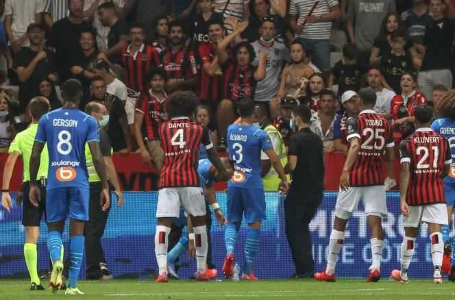During the football match between OGC Nice and Olympique de Marseille, on August 22, 2021.