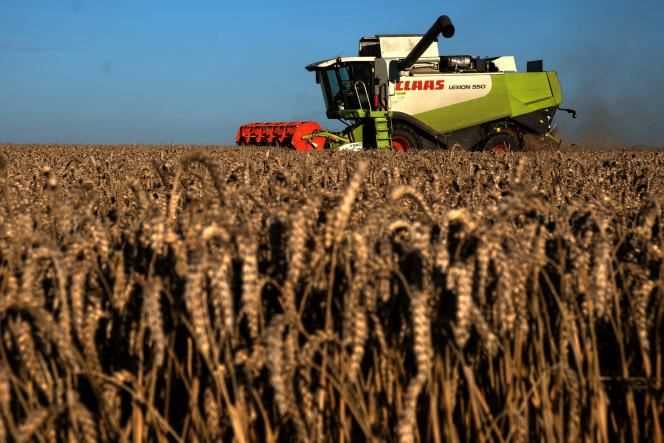 Wheat harvest in Saint-Philbert-sur-Risle (Eure), August 13, 2021.