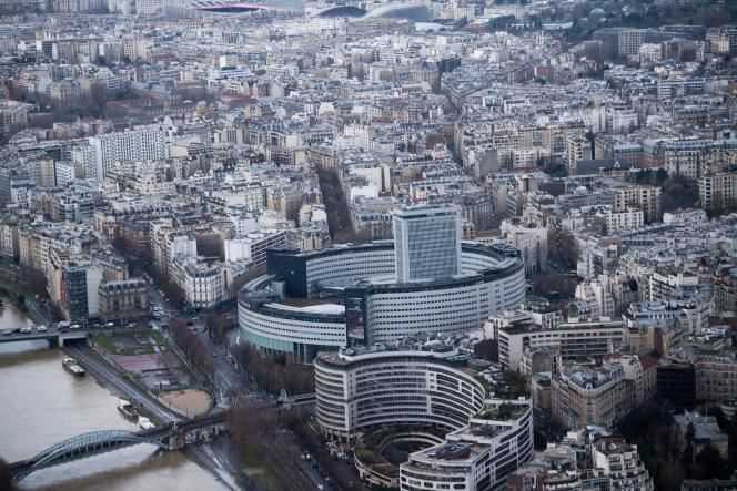 An aerial photo of Radio France headquarters in Paris on February 1, 2021.