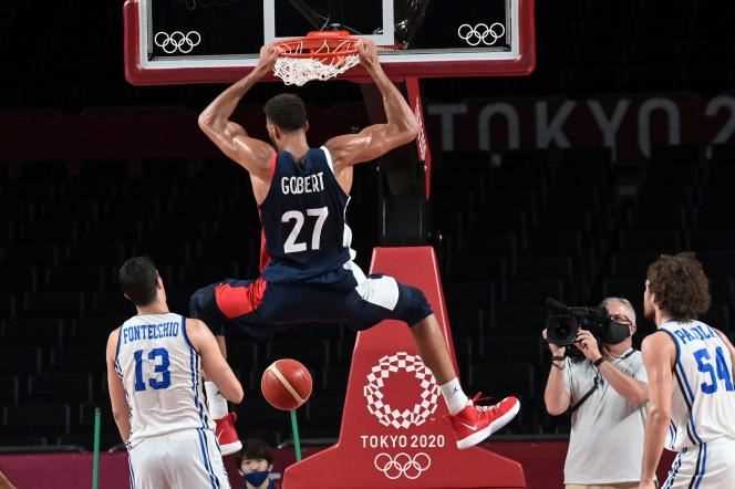 Rudy Gobert, against Italy, on August 3, 2021, in the quarterfinals of the Olympic Games.