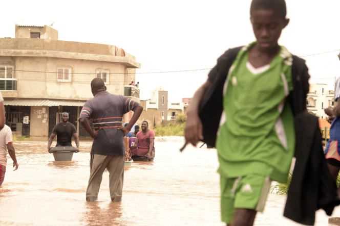 A flooded street in Keur Massar, a suburb of Dakar, in September 2020.
