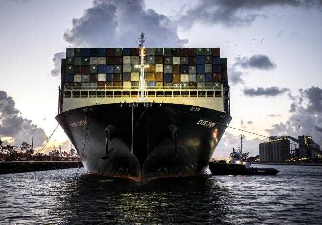 A container ship arrives in the port of Rotterdam (Netherlands), July 29, 2021.