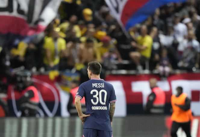 Lionel Messi, during his first appearance in the colors of PSG, Sunday, August 29 at the Auguste-Delaune stadium in Reims.