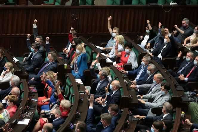 The session of the Polish parliament in Warsaw, Poland, Wednesday August 11, 2021.