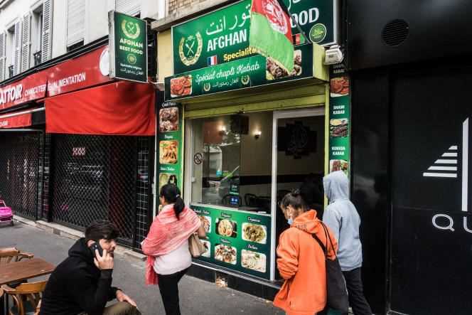 The Afghan Best Food restaurant, where customers can eat traditional Afghan dishes, in Paris, August 2021.