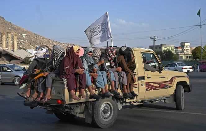 Taliban fighters patrol the streets of Kabul on August 23, 2021.