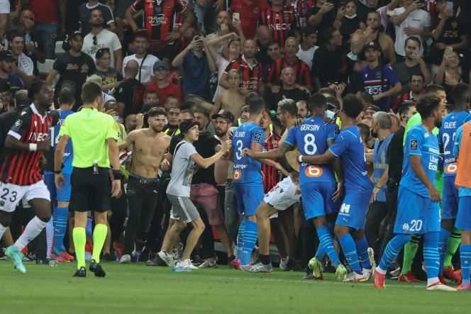 During the match between OGC Nice and Olympique de Marseille, August 22, 2021.