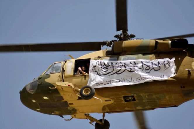 A Blackhawk helicopter seen over Kandahar on September 1, 2021.
