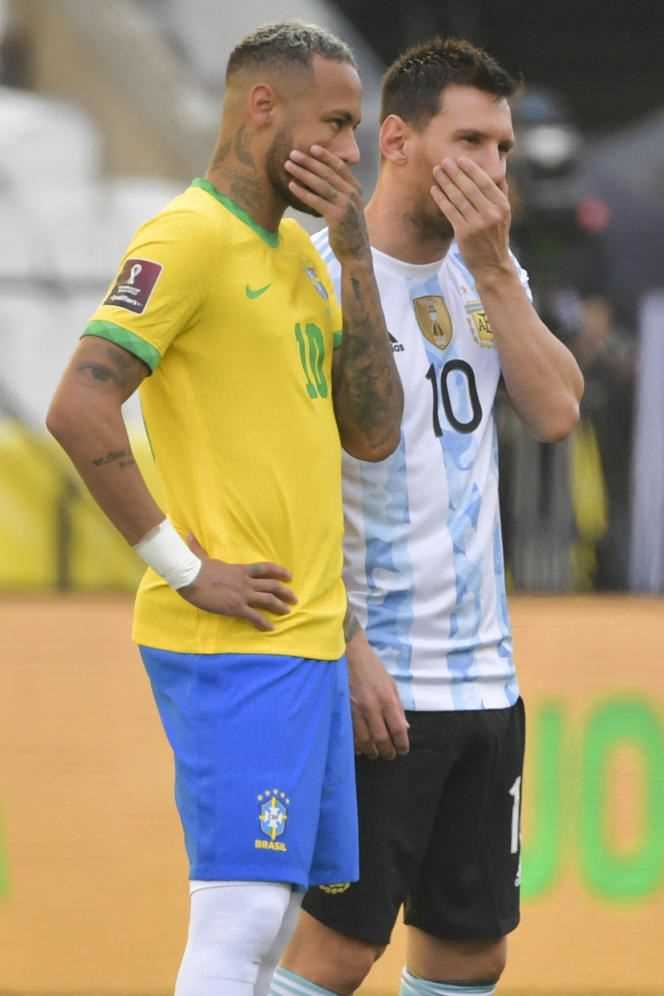 Neymar and Messi before the Brazil-Argentina meeting in Sao Paulo, September 5, 2021.
