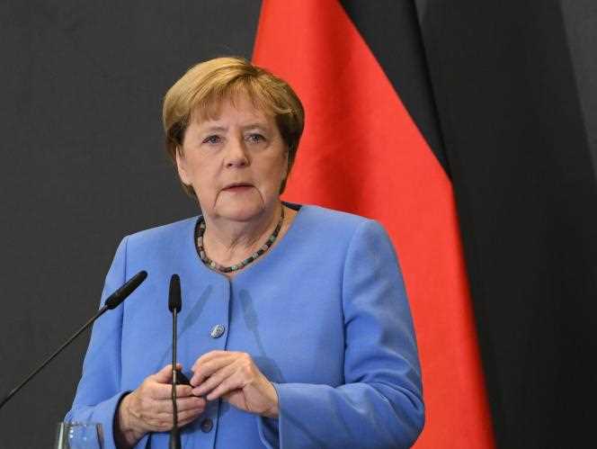German Chancellor Angela Merkel in Tirana, Romania, September 14, 2021.