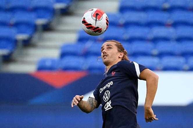 Antoine Griezmann during training for the French team in Décines before the match against Finland for the 2022 World Cup qualifiers on September 6, 2021.