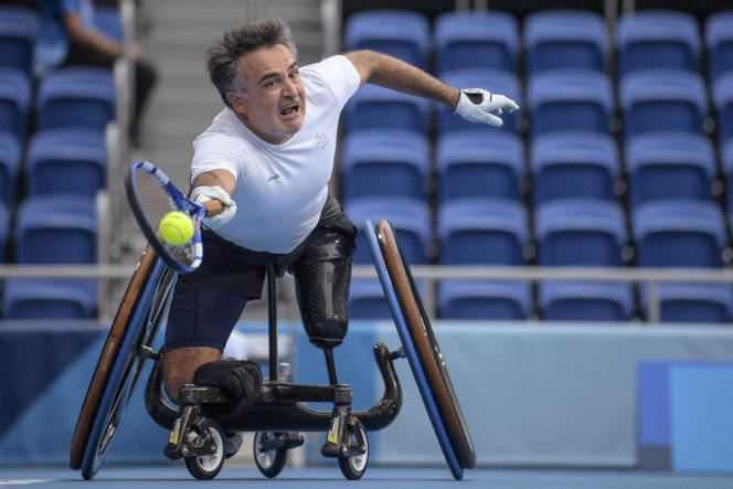 French Stéphane Houdet during an individual match at the Tokyo Paralympic Games on September 1.