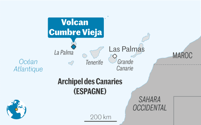 Eruption of the Cumbre Vieja volcano, in the Canary Islands.