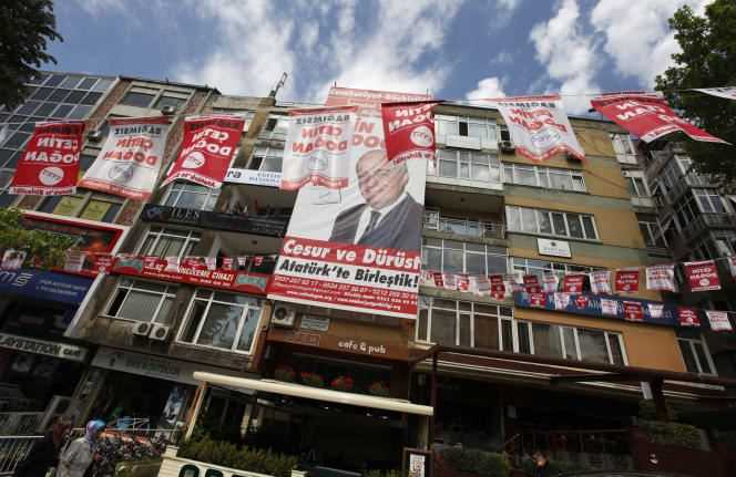 Campaign posters of General Cetin Dogan, in Istanbul, in May 2011. Several former soldiers campaigned against Erdogan's government.