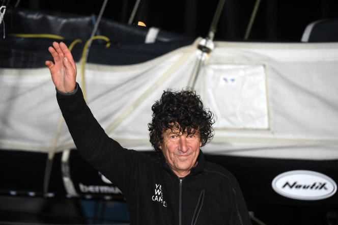 Jean Le Cam when he arrived in Les Sables-d'Olonne (Vendée), on January 29, 2021, at the end of the Vendée Globe.
