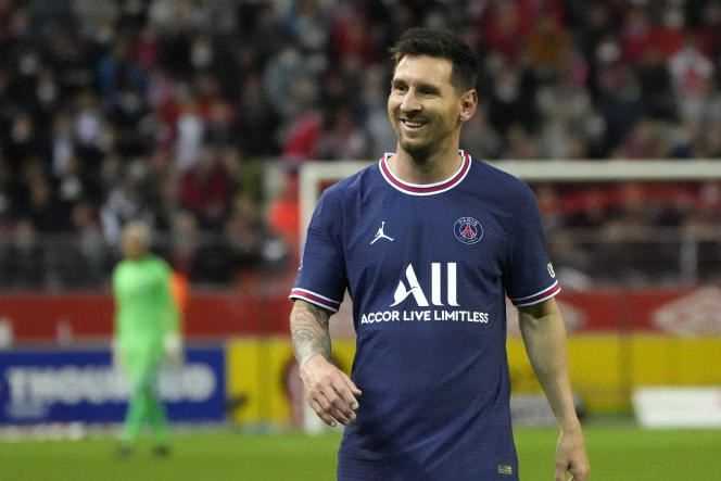 Lionel Messi after his first match with Paris Saint-Germain in Ligue 1, August 29, 2021, in Reims.
