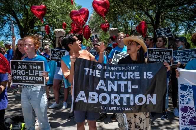 Campaigners opposing the right to abortion demonstrate in Austin, Texas, in May 2021.