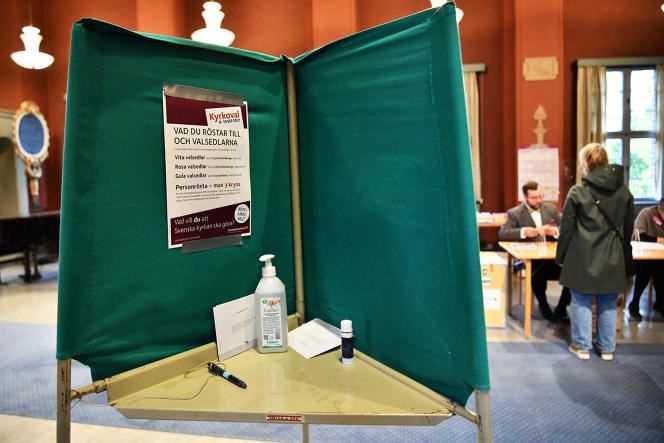 Polling station for the elections of representatives of the Evangelical Lutheran Church, in Stockholm, September 19, 2021.
