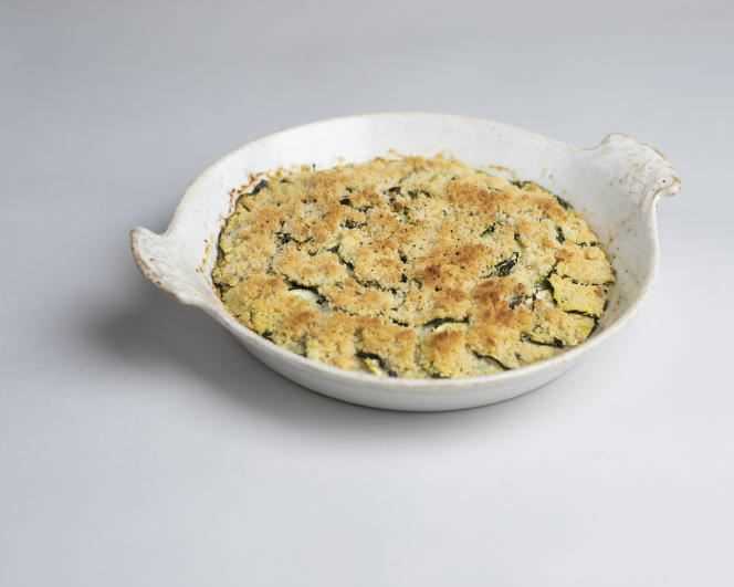 The zucchini crumble proposed by Yuna Chiffoleau.