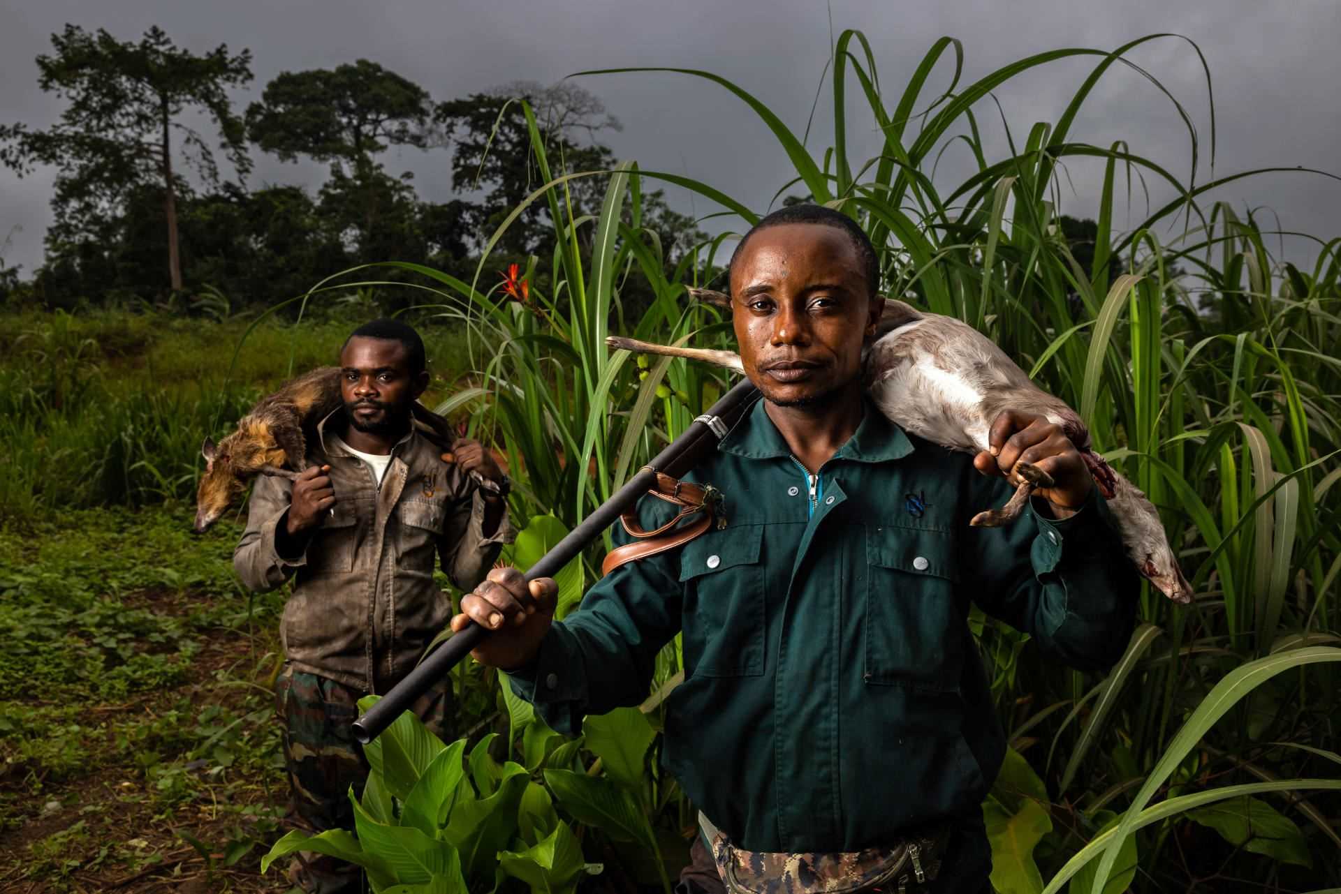 Bush hunters near Lastourville, Gabon, June 30, 2021.