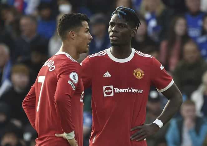 Cristiano Ronaldo and Paul Pogba in Manchester United's loss at Leicester lawn in the Premier League on October 16, 2021.