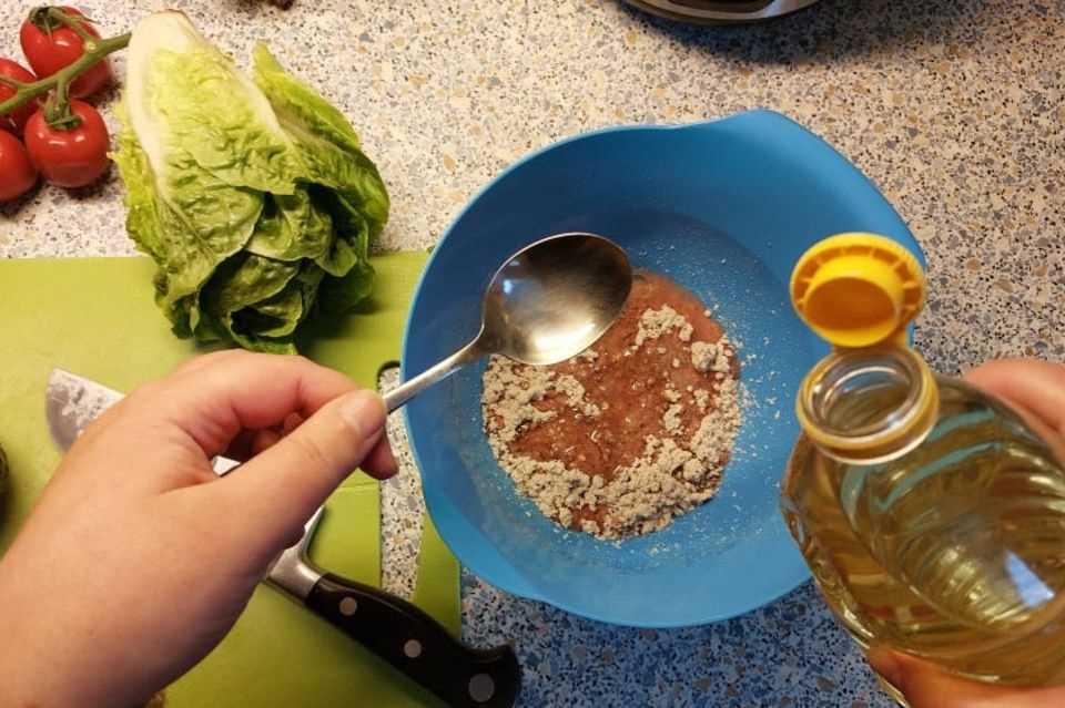 The burger mix from Early Green is mixed with cold water and a little oil