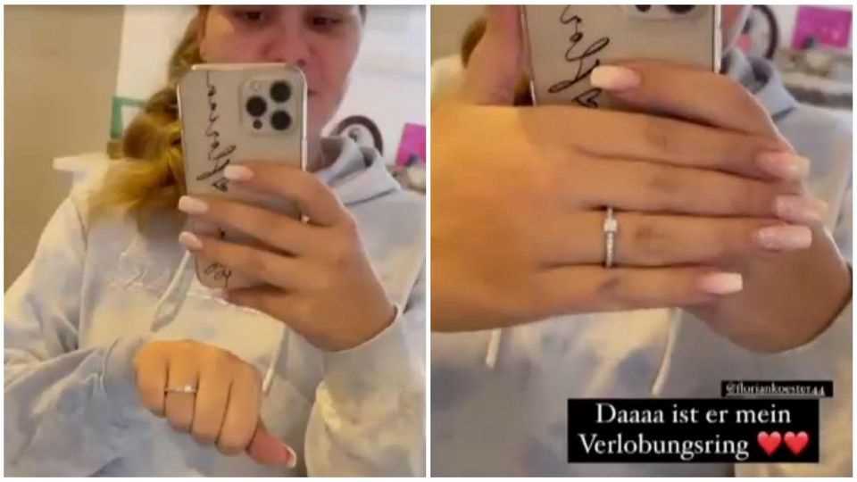 Sylvana Wollny proudly shows her engagement ring