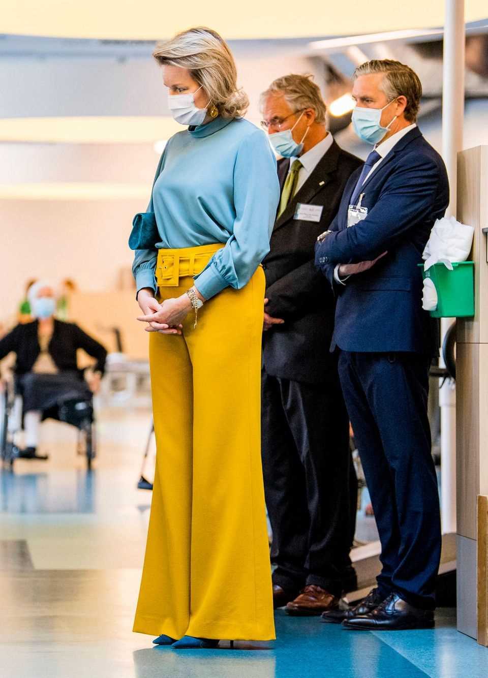 Queen Mathilde visiting a hospital