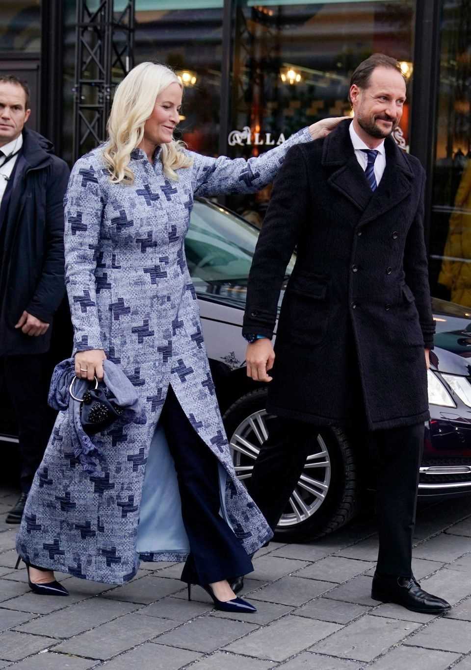 Princess Mette-Marit and Prince Hakon enjoy some togetherness at the reopening of the Munch Museum in Oslo. 