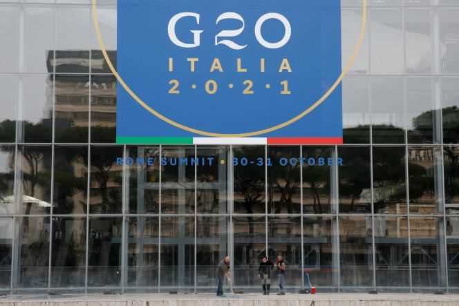 The “La Nuvola” convention center, which will host the G20 summit on October 30 and 31, 2021, in Rome on October 22, 2021.