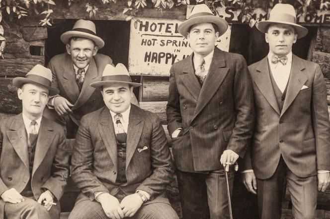 Al Capone (center) and associates in Hot Springs, Arkansas, in an undated photo.